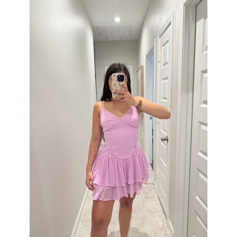Abercrombie & Fitch purple drop waist ruffle mini dress - size small